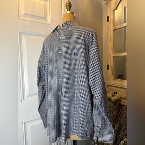 Ralph Lauren Navy and White Gingham Shirt Ivy League Preppy‎ Size Large